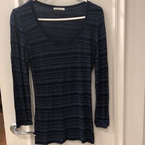 Navy blue striped cotton top.